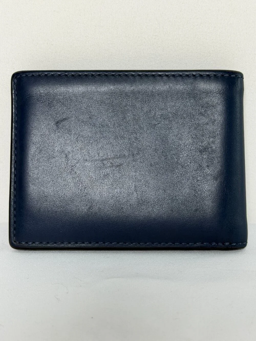 COACH Leather Colorblock Slim Billfold Wallet Navy Blue